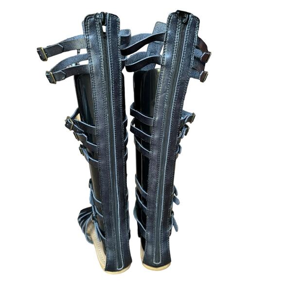 15.5" Tall Gladiator Black Sandals buckle & zipper closing by Just Fab size 7.5 - Picture 9 of 16